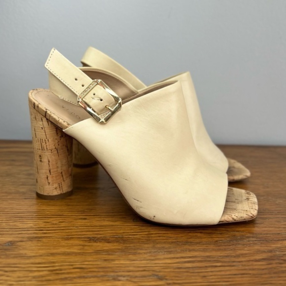 Veronica Beard Size 6 • Bodhi Leather Cork Slingback High Heels. - Picture 2 of 9
